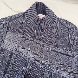 Carbon2cobalt Men Sweater XL Cardigan Fisherman Cable Knit Zip Mock Neck Zip Up